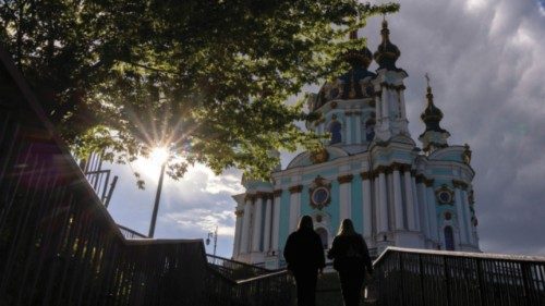 People walk in front of the St Andrew's Church, amid Russia's attack on Ukraine, in Kyiv, Ukraine, ... People walk in front of the St Andrew's Church, amid Russia's attack on Ukraine, in Kyiv, Ukraine, ...