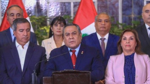 Handout picture released by the Peruvian Presidency press office shows Peru's President Dina ... Handout picture released by the Peruvian Presidency press office shows Peru's President Dina ...