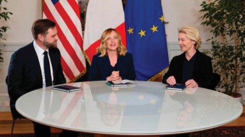 Italy's Prime Minister Giorgia Meloni with European Commission President Ursula von der Leyen and US ... Italy's Prime Minister Giorgia Meloni with European Commission President Ursula von der Leyen and US ...