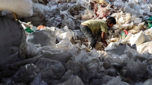 TOPSHOT - A worker sorts recyclable plastic waste at a warehouse in Jalandhar on June 4, 2025, on ...