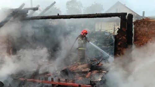 In this handout photograph taken and released by the Ukrainian Emergency Service on June 5, 2025 a ...