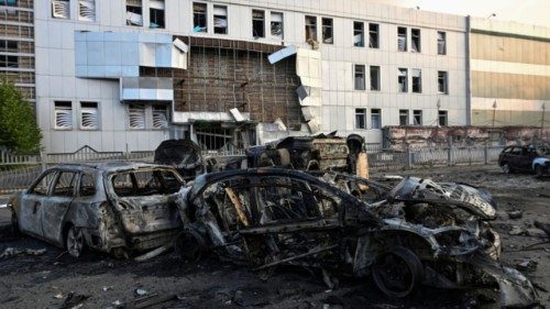 A view shows destroyed cars and a building of shopping mall damaged by a Russian drone strike, amid ... A view shows destroyed cars and a building of shopping mall damaged by a Russian drone strike, amid ...