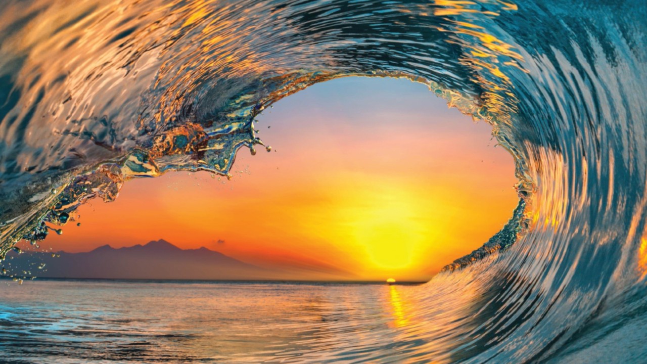 Sunset Sea water ocean wave