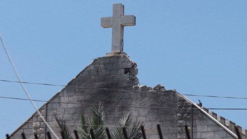 A view shows the damage at the Holy Family Church which was hit in an Israeli strike on Thursday, in ... A view shows the damage at the Holy Family Church which was hit in an Israeli strike on Thursday, in ...
