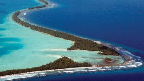 (FILES) The South Pacific pounds the serpentine coastline of Funafuti Atoll on February 19, 2004. ...
