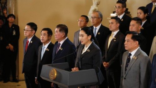 epa12332952 Ousted Thai Prime Minister, Paetongtarn Shinawatra, attends a press conference  to ...