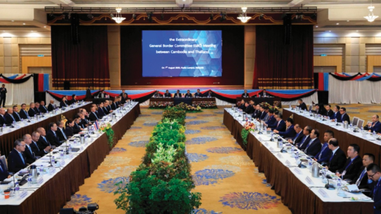 A general view shows the Extraordinary General Border Committee (GBC) with Thai Deputy Defence ...