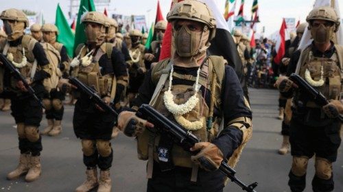 epa12334902 Houthi fighters wearing jasmine necklaces participate in a protest against Israel in ... epa12334902 Houthi fighters wearing jasmine necklaces participate in a protest against Israel in ...