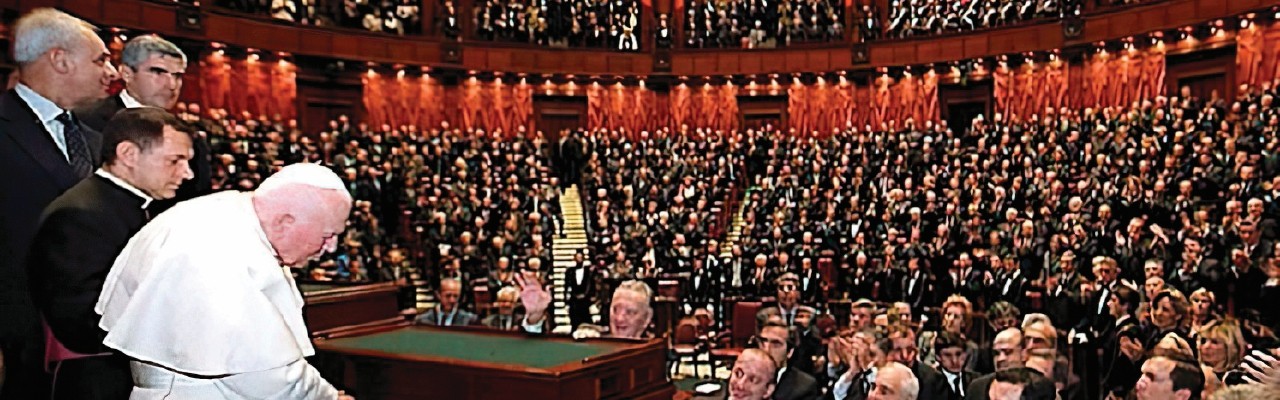Wizyta Jana Pawła  II<br> w Parlamencie włoskim  