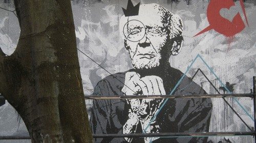 Um mural dedicado a Saramago em Lisboa
