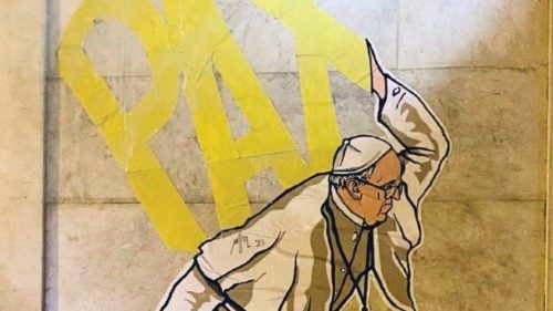  No mural de  Maupal em Lisboa  o Papa leva a paz ao mundo  POR-032