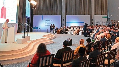 Cardinal Pietro Parolin, left, addresses the Global Faith Leaders Summit, Tuesday, Nov. 7, 2023, in ... Cardinal Pietro Parolin, left, addresses the Global Faith Leaders Summit, Tuesday, Nov. 7, 2023, in ...