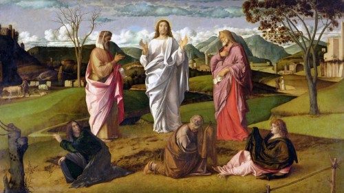 BEN112975 The Transfiguration, 1480 (oil on panel) by Bellini, Giovanni (c.1430-1516); 115x154 cm; ... BEN112975 The Transfiguration, 1480 (oil on panel) by Bellini, Giovanni (c.1430-1516); 115x154 cm; ...
