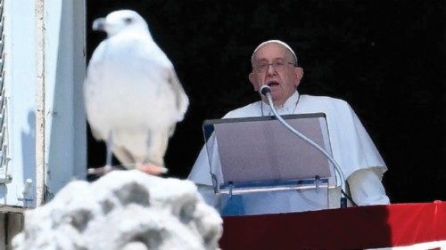 Pope Francis delivers a speech to the crowd from the windows of the apostolic Palace overlooking St. ... Pope Francis delivers a speech to the crowd from the windows of the apostolic Palace overlooking St. ...