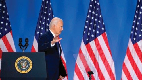 (FILES) US President Joe Biden gestures as he leaves after speaking at a press conference at the ... (FILES) US President Joe Biden gestures as he leaves after speaking at a press conference at the ...