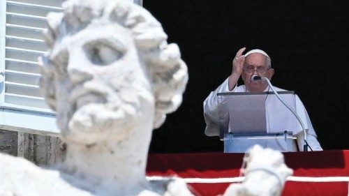Pope Francis delivers his blessing during the Angelus prayer from the window of the Apostolic Palace ... Pope Francis delivers his blessing during the Angelus prayer from the window of the Apostolic Palace ...
