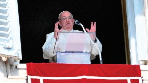 Pope Francis addresses the crowd from the window of the Apostolic Palace overlooking St Peter's ... Pope Francis addresses the crowd from the window of the Apostolic Palace overlooking St Peter's ...